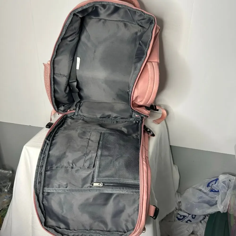 Travel Backpack Carry On Personal Item Pink Laptop Weekender Clamshell 18